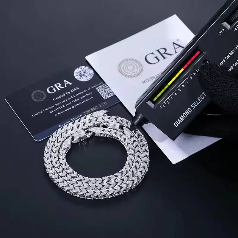 HipHop Jewelry 6mm 8mm 18K Gold Plated 925 Sterling Silver Cuban Chain Moissanite Diamond Iced Out Franco Necklace for Men