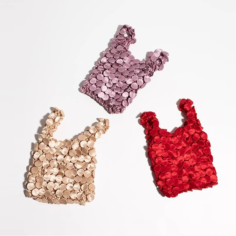 Ruched Bubble Small Tote Bag Telescopic Magic Shopping Bag Folding Portable Shoulder Bags Casual Elegant Large Capacity Handbags 250717