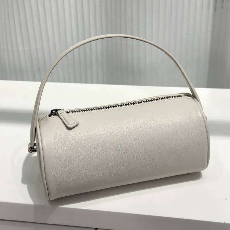 Women's Designer Bag Cylinder Handbag Full Inside And Out Niche New Design Old Money Style Simple Retro Leather Women's Bag Casual Versatile