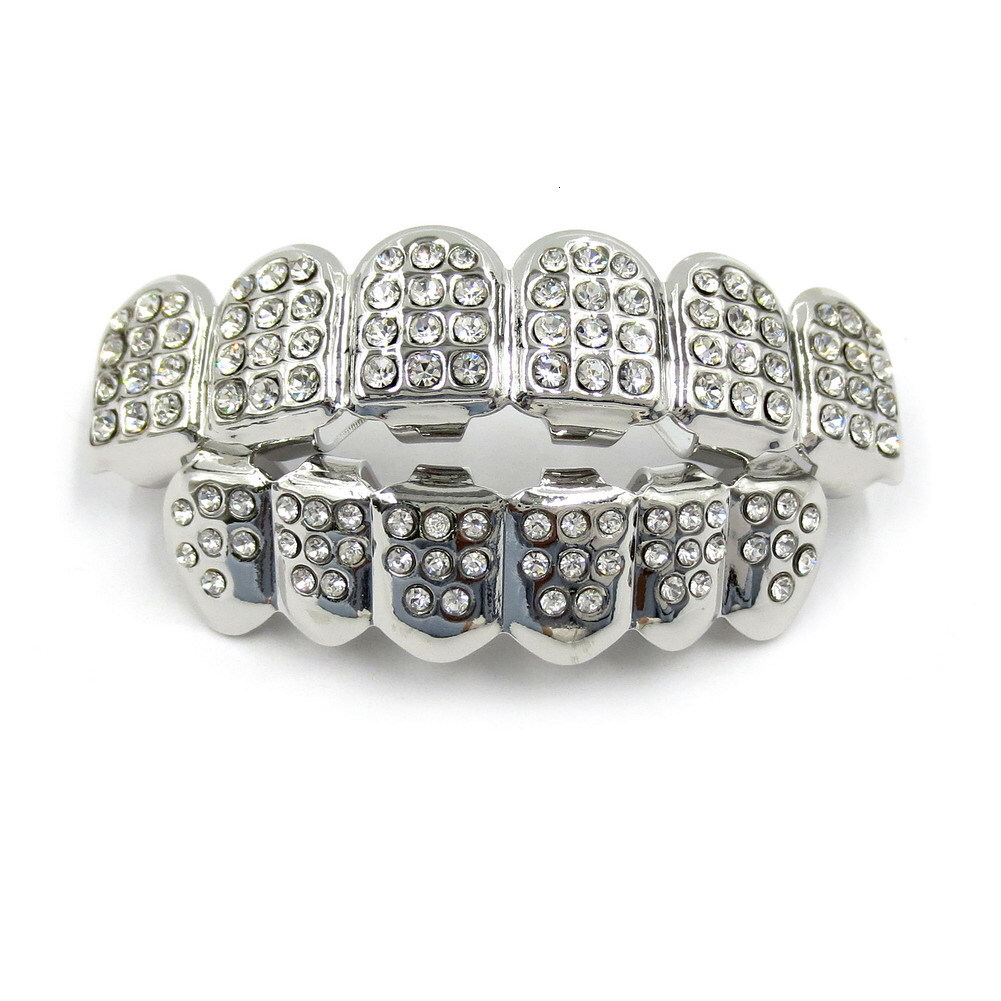Luxury Hip Hop Teeth Grills Decorative Grillz Gold Plated Iced Out VVS Moissanite Gold Grillz Bling Bling