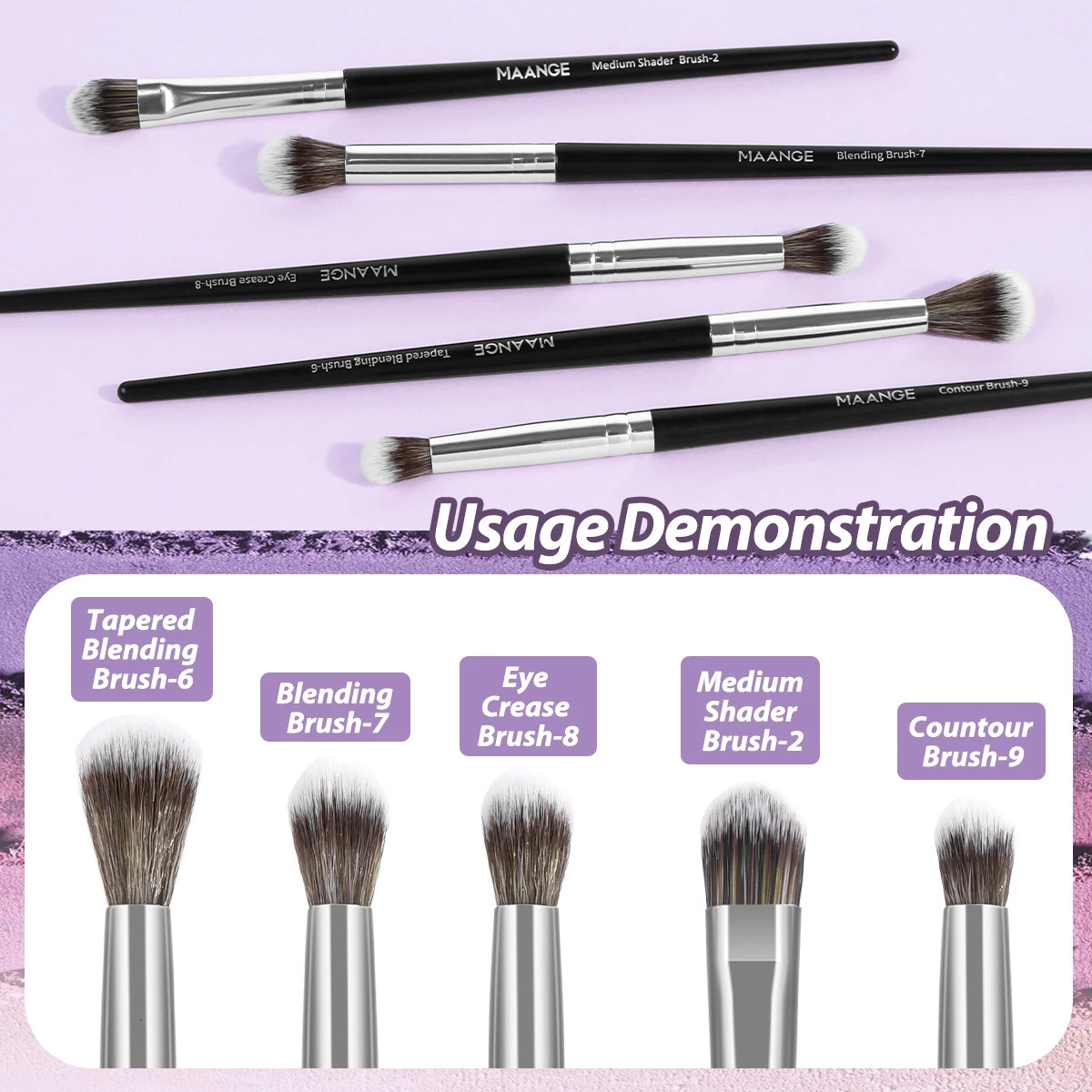 MAANGE 5PCS Detail Makeup Brushes Kit Concealer Brush Eyeshadow Soft Bristles Shader Cosmetic Beauty Tools 250714