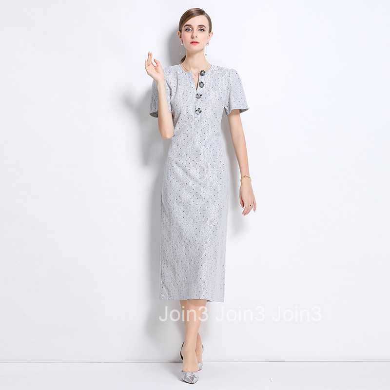 8819 Style Collar Dress Heavy Lace Composite Waist Slimming Bodycon Long Dress