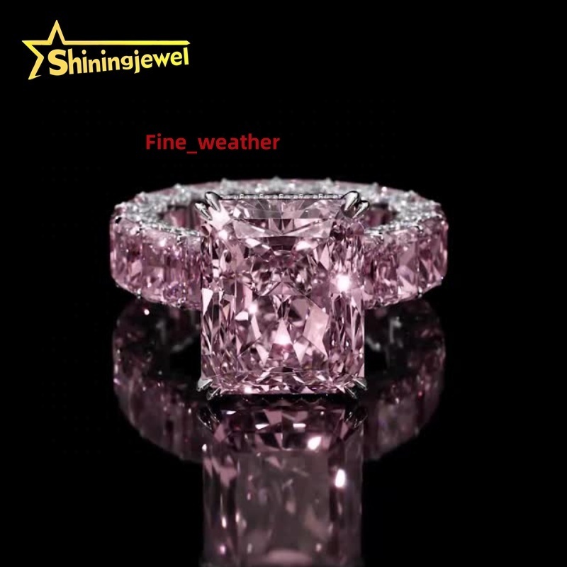 Customized Unique Wedding Bridal Jewelry 10K 14K Solid Gold IGI Certificates White Radiant Lab Diamond Eternity Band Ring