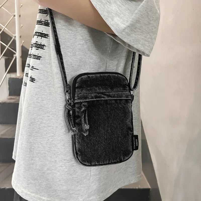 Zipper Sewing Thread Womens Shoulder Bag 2025 New Womens Crossbody bags Mobile Phone Bags Hot Selling Design Mini Denim bolso Y250719
