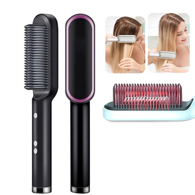 Professional Hair Comb Brush Beard Straightener With AntiScald Feature 250716