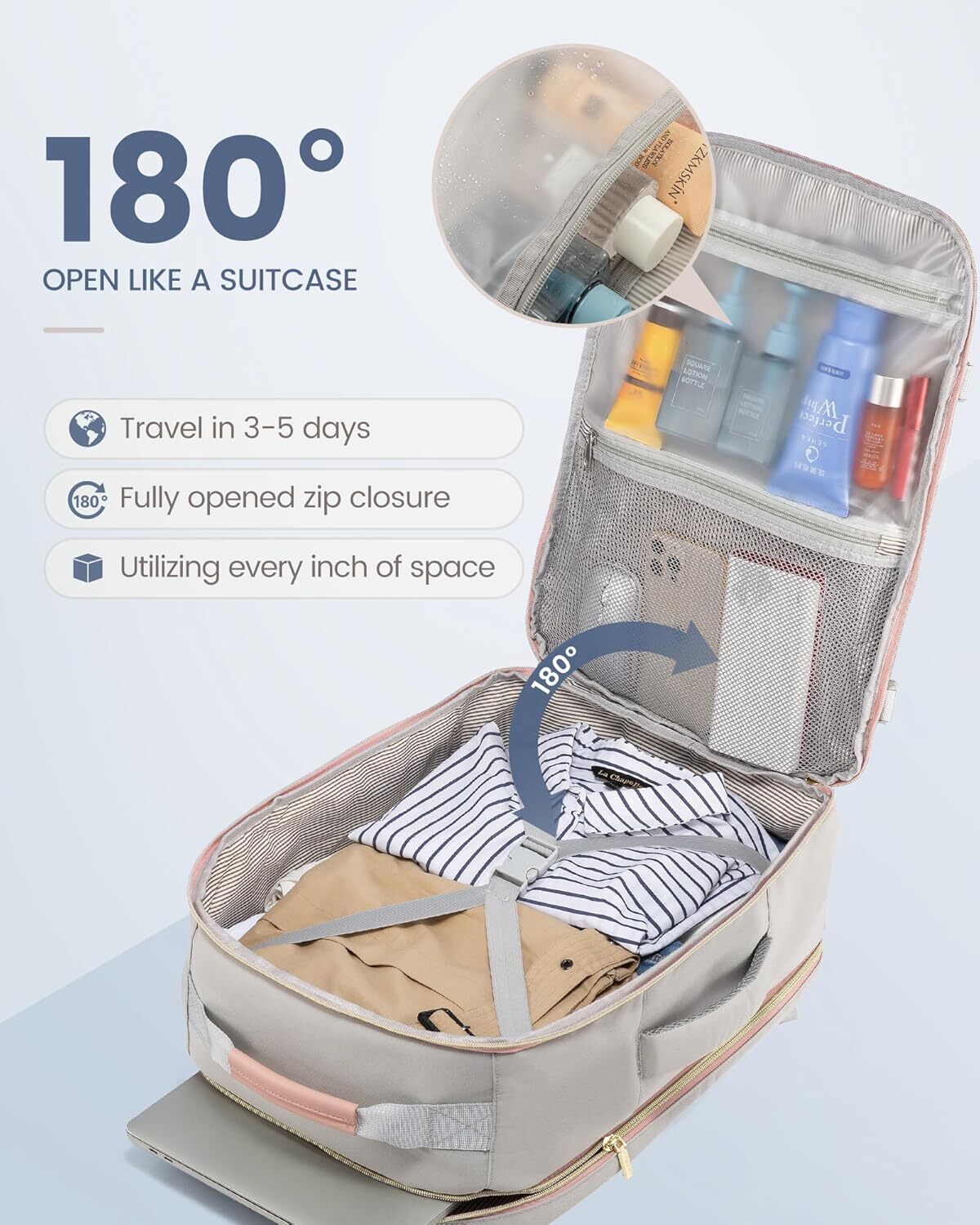 YMX LOVEVOOK Carry on Travel Backpack, 40L Waterproof Large 17inch Laptop Lage Daypack as Personal Item Flight Approved, Business Weekender Overnight 