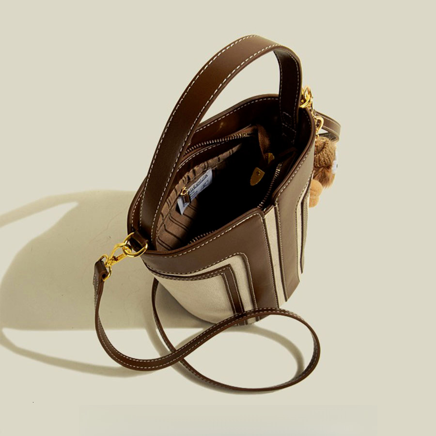 Original Frosted Women's Handbag Free Shipping Designer Luxury Trendy Bucket Bag Large Capacity New Retro Color Block Shoulder Crossbody Bag Casu