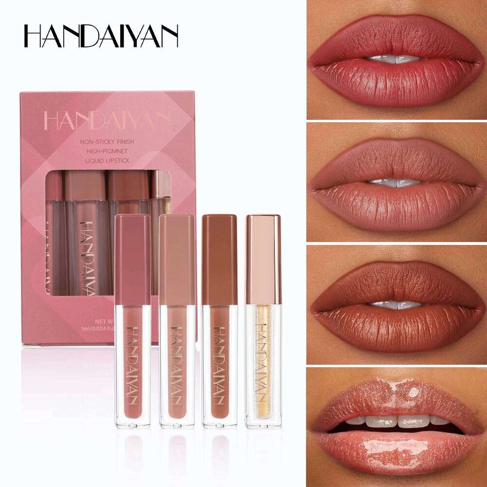 4pcs Veet gloss Liquid Lipstick Kit Easy Color Long Lasting Waterproof Tint Oil Non-Stick Makeup Lip Glaze Set X250720