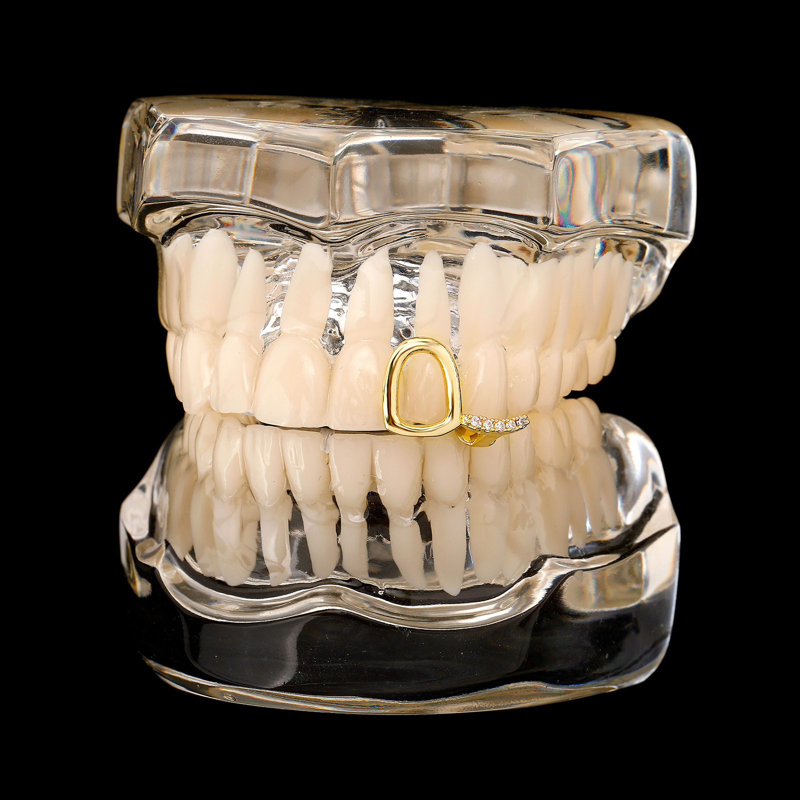 Double VVS Moissanite Hollow Two-Tone Grillz Daily Street Cool Iced Out Gold Teeth Hip Hop Versatile High Quality Accessory
