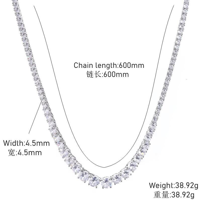 VEROMCA Wholesale High-End Luxury Tennis Chain Necklace Gradient Size Zircon for Men and Women Fashion Chains Necklaces