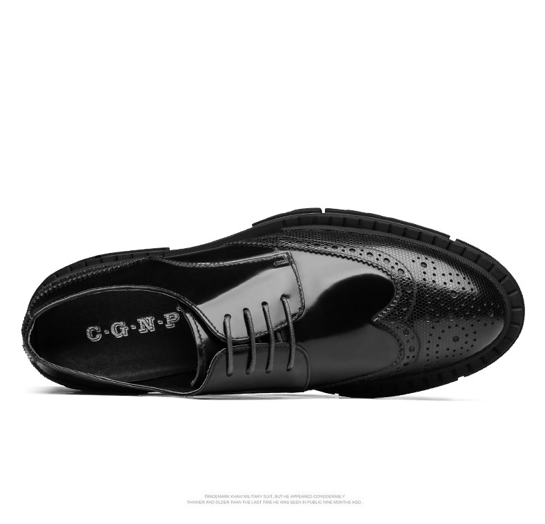 Brock leather shoes men, British business genuine leather carving, patent leather, formal wear and wedding