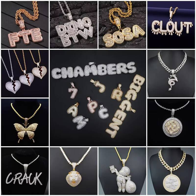 Custom Jewelry 925 Sterling Silver Ice Out Pendant Hand-set Hip Hop Capital Letter R Moissanite Pendant