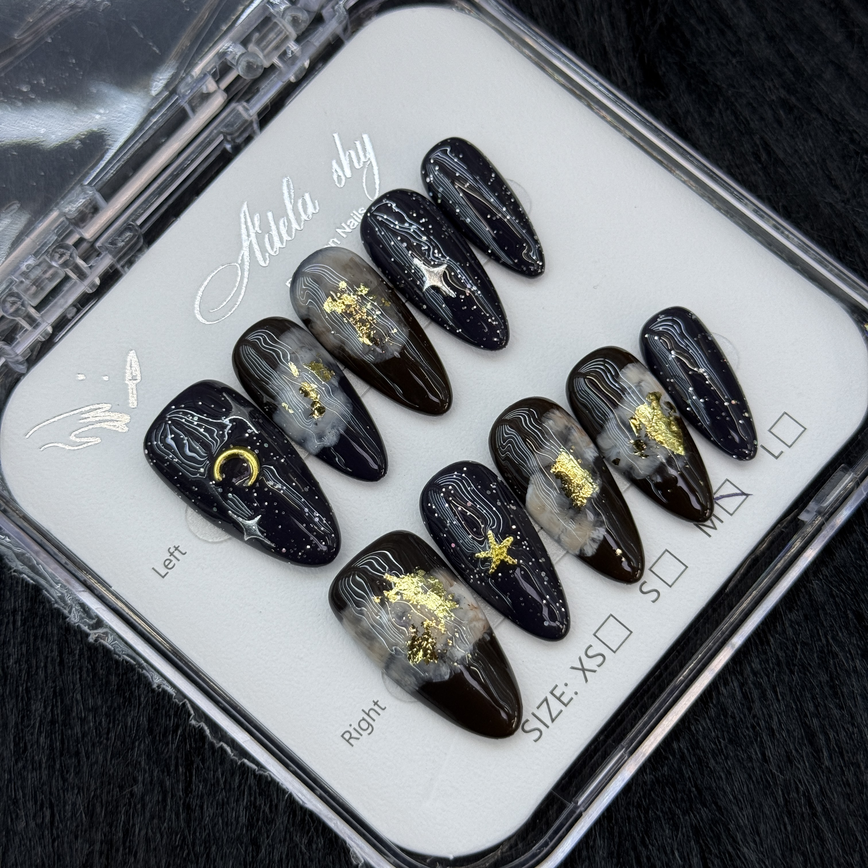10Pcs Mystical Galaxy Press-On Nails - Dreamy Star & Moon Manicure Set