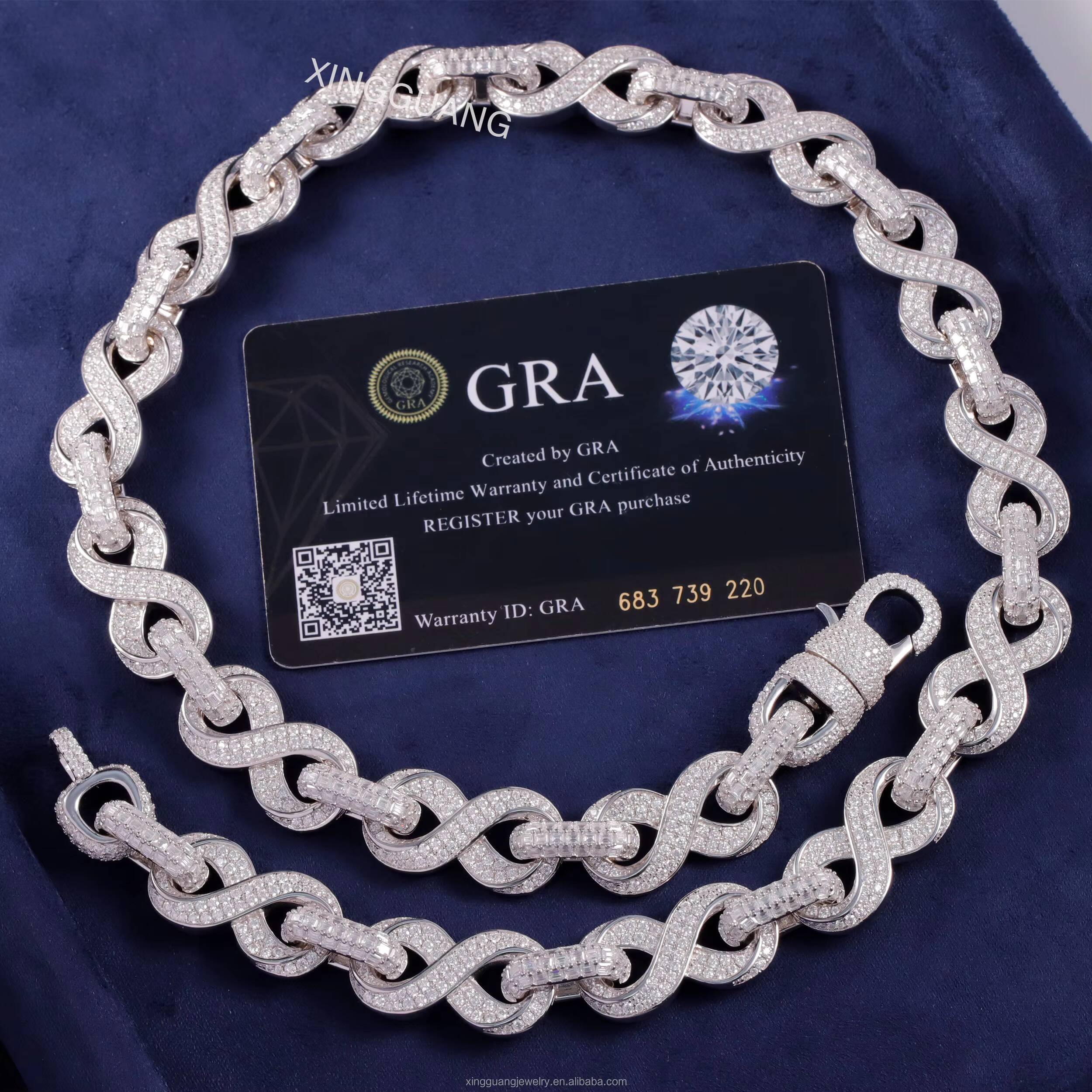 NEW Design Iced Out VVS Diamond 925 Sterling Silver Gold Plated Baguette Moissanite Cuban Chain Necklace for Hip Hop Jewelry