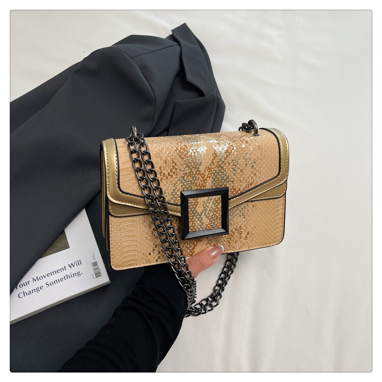 Luxury Brand Designer Bag Fashion Light Luxury Chain Small Bag For Women 2025 New Model High-Quality Texture Shoulder Bag Snake Skin Pattern Crossbody