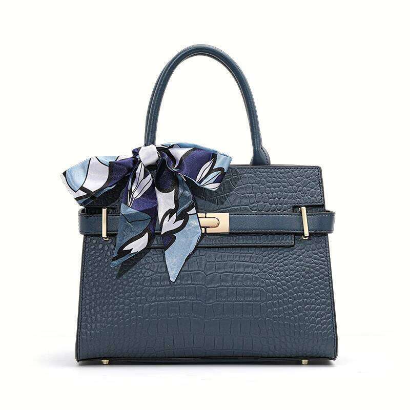 Luxury designer bag New Style Women's Mom-Style Handbag, Blue Color Gold Buckle Cowhide Leather Large Capacity Commuter Handbag For Women