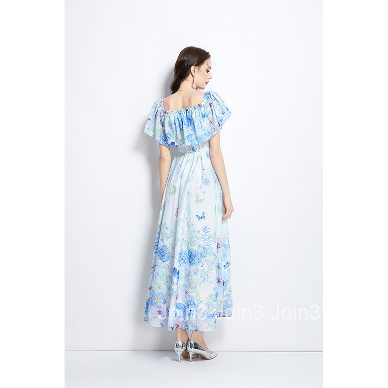 2691 Spring New Floral Off-Shoulder Long Dress