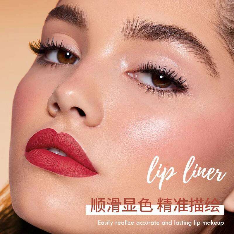 Nude lipliner 12 color red outline waterproof durable gloss lipstick pen lip makeup X250720