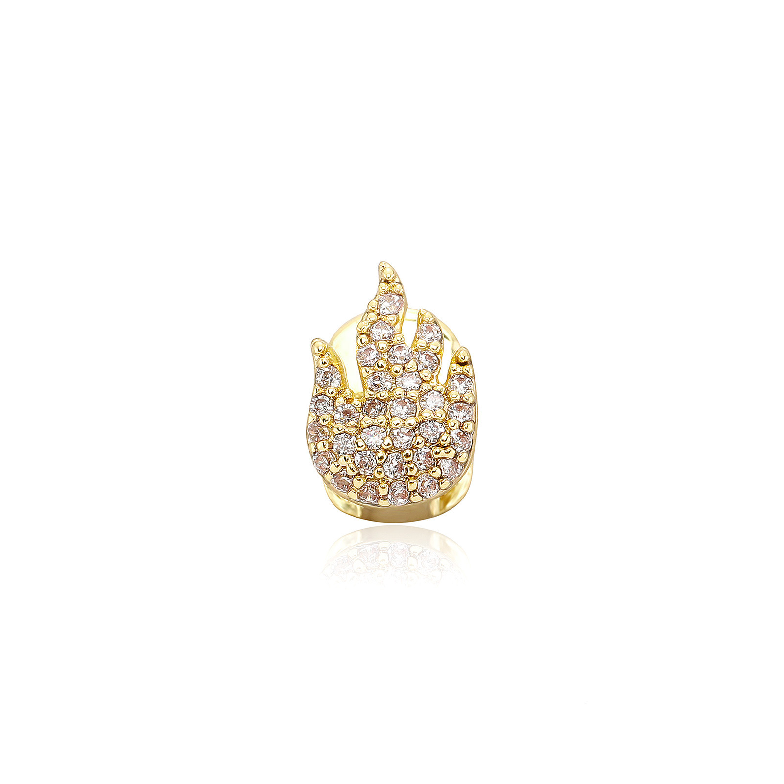 Luxury Full Iced Out Hollow Grillz Heart Flame Men's Versatile Single Gold Tooth Cosplay Halloween Unique Tooth Jewelry High Quality