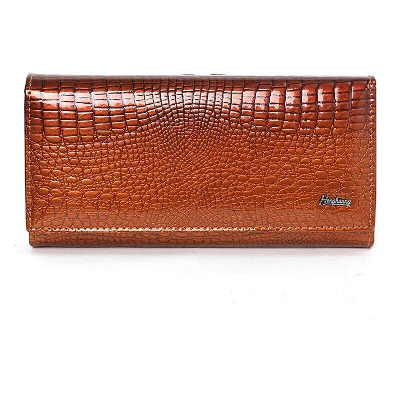 Long Women Genuine Wallet Cow Female Purse Brand Women's Leather Wallets Alligator Pattern Ladies Purses