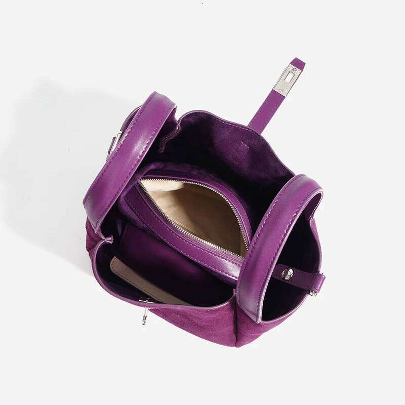 Custom Letters Design Woman Shoulder Suede Leather Fashion Handbag Lady Vintage Versatile Large Capacity Bucket Bag