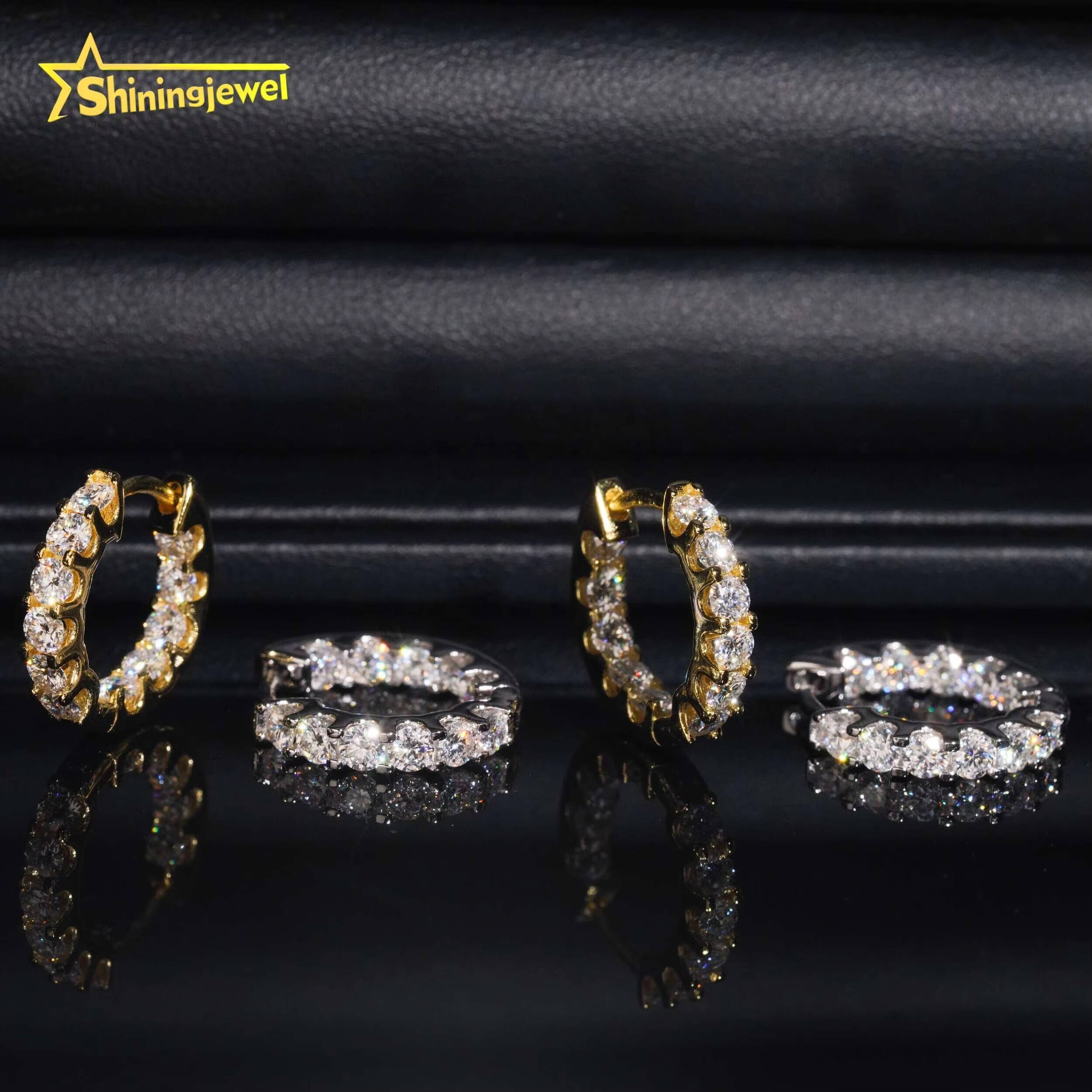 Pass Diamond Tester 925 Sterling Silver Hip Hop High Quality VVS D Color Moissanite Hoop Earrings