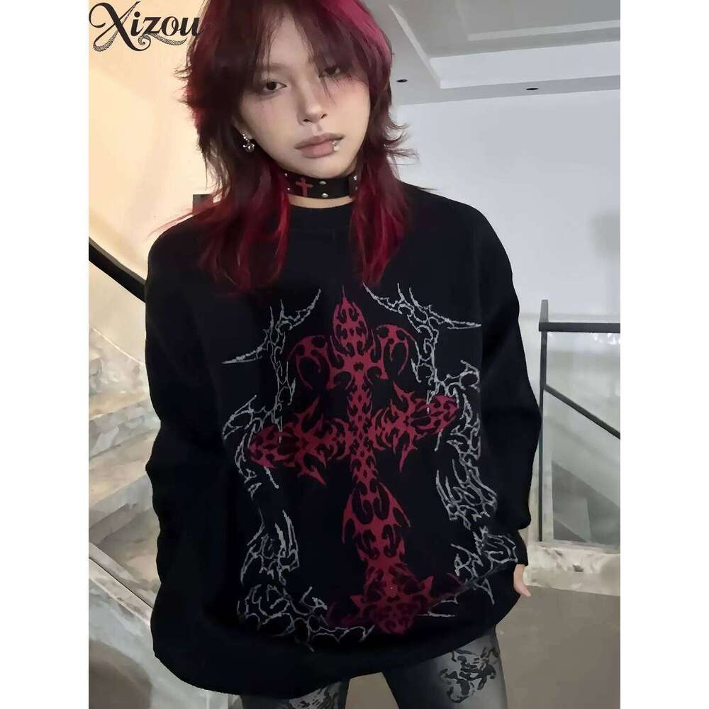 Loose Sweatshirt Y2k Gothic Streetwear Ladies Pullover Casual Hoodies Haruku Style Women's Long Sleeve Tops Spring Autumn