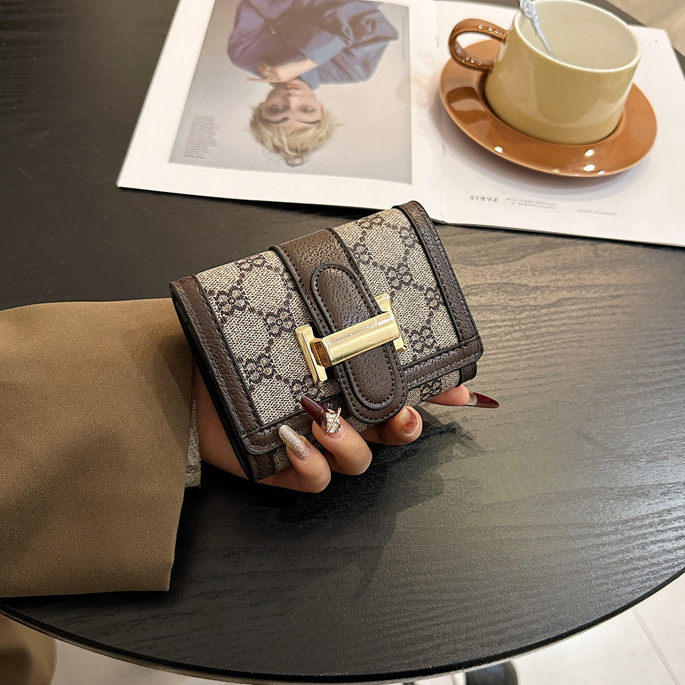 Luxury Brand Designer Bag Houndstooth Wallet For Women, Niche Light Luxury Coin Purse, 2024 New Model, High-End Simple Ins Style, Student Large Capaci