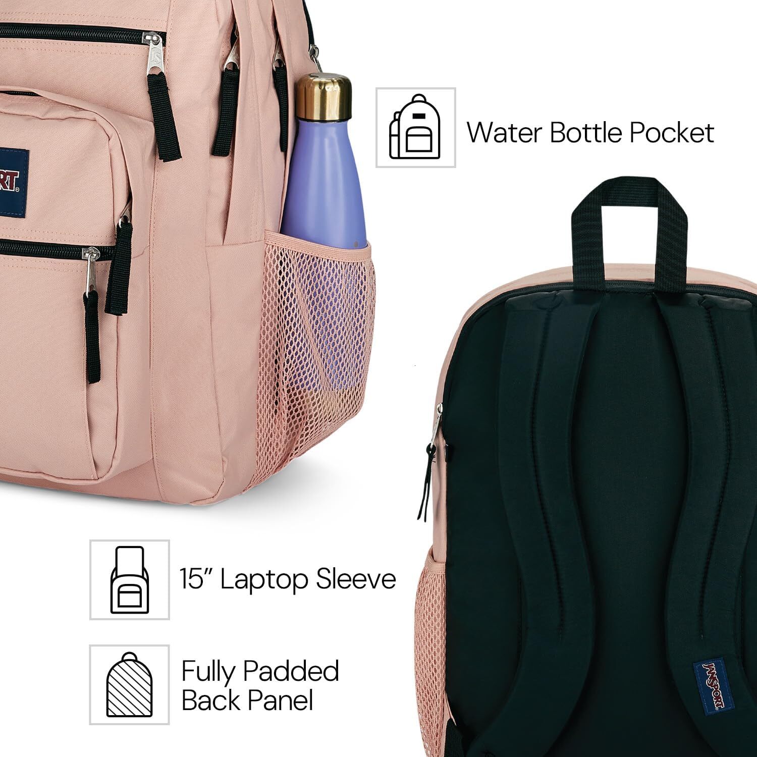 DHYMX JanSport Backpack Computer Bag with 2 Compartments, Ergonomic Shoulder Straps, 15 Laptop Sleeve, designer bag Haul Handle - Red Tape