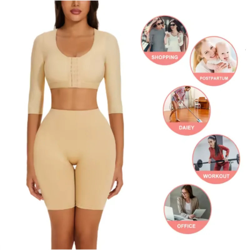 Upper Arm Shaper Sleeve Compression Top Women Push Up Breast Post Surgery Front Closure Bra Shapewear Back Support Cropped Tops 250716
