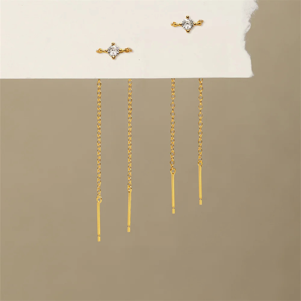 ROXI 925 Sterling Silver 1Pair Tassel Chain line n Piercing Stud Earrings For Women specific Party Earrings Jewelry 250715