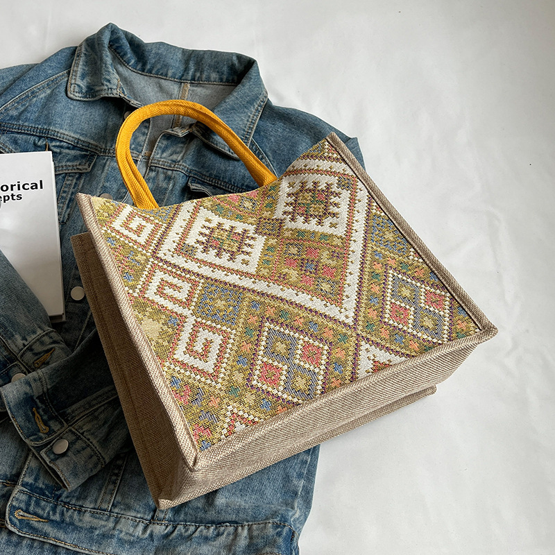 2024 New Women's Large Capacity Commuter Bag Fashion Single Shoulder Handbag Ethnic Style Student Handbag