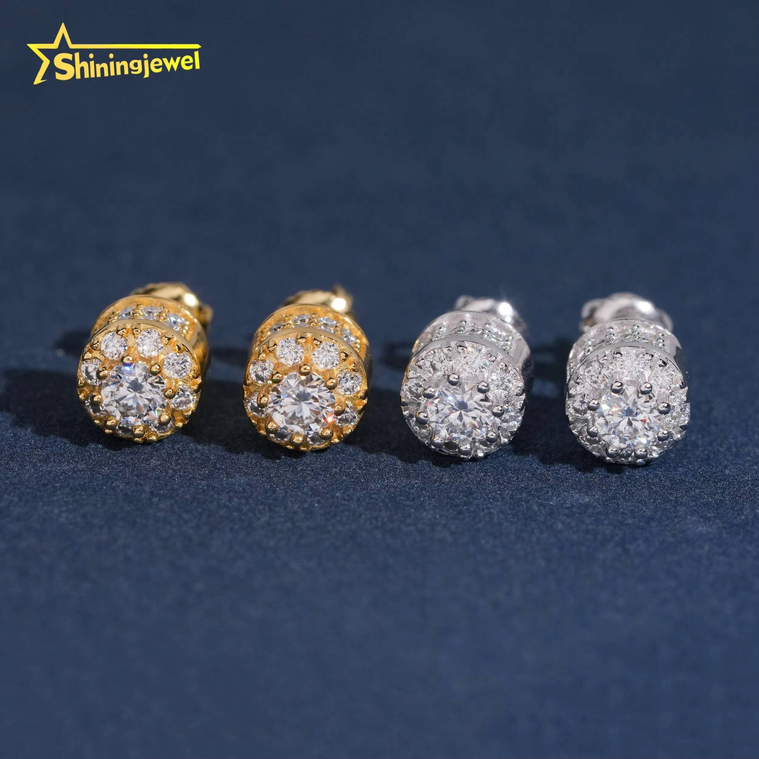 Fashion Earring Jewelry Men Iced Out Hip Hop Sterling Silver 925 Screw Back Setting Moissanite Diamond Stud Earrings Men