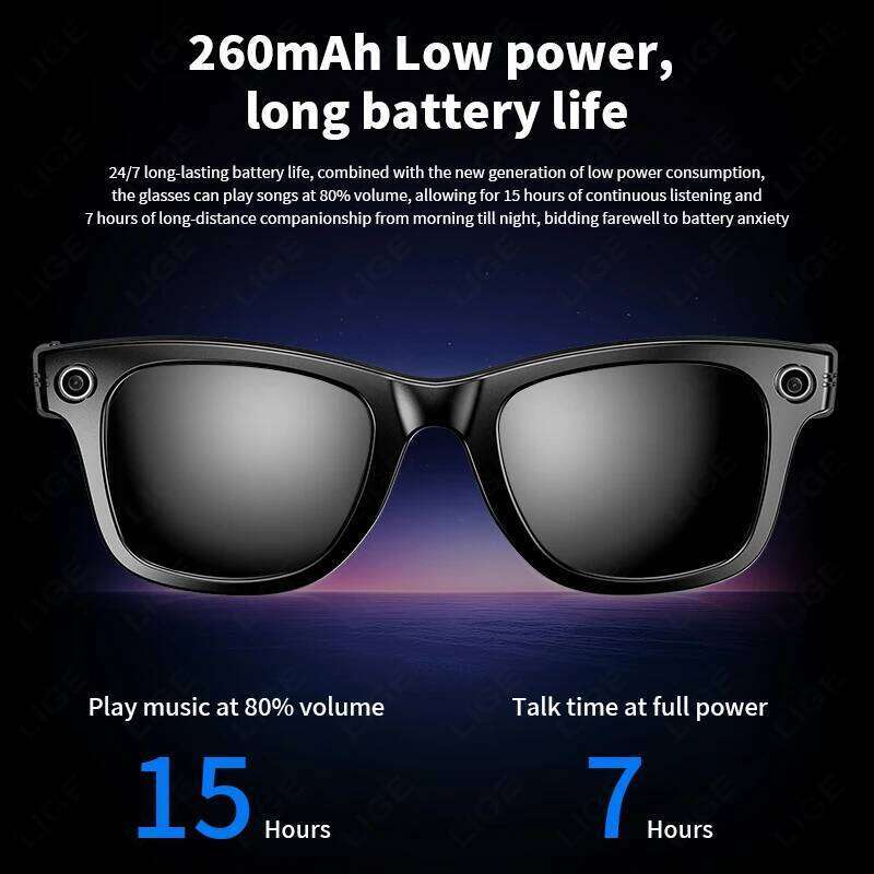 designer New Bluetooth with Camera Voice Call Music Smart Video Sound Record Anti-blue AI Sunglasses