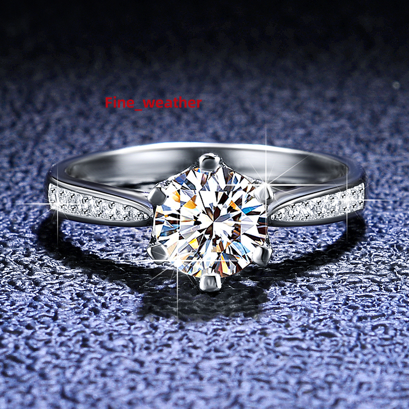 Moissanite Ring Engagement Womens Wedding Rings Fine Jewelry 925 Sterling Silver Fashion CLASSIC Gemstone Rings Geometric 1 Pcs