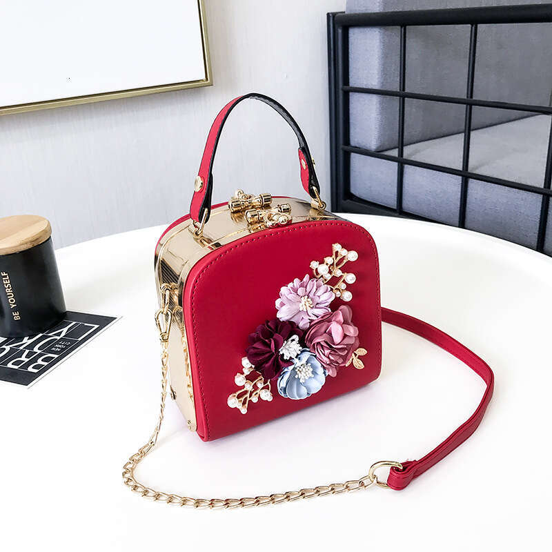 New Korean Style Metal Clip Camera Small Square Bag Fashion Evening Flower Single Shoulder Crossbody Handbag