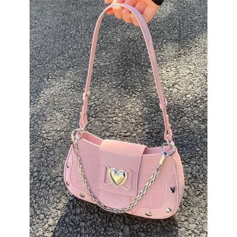 New Fashion Shoulder Bag 2025 PU Bags for Women Sweet Cool Subculture Pink Crossbody Bag Bolsas Y250719