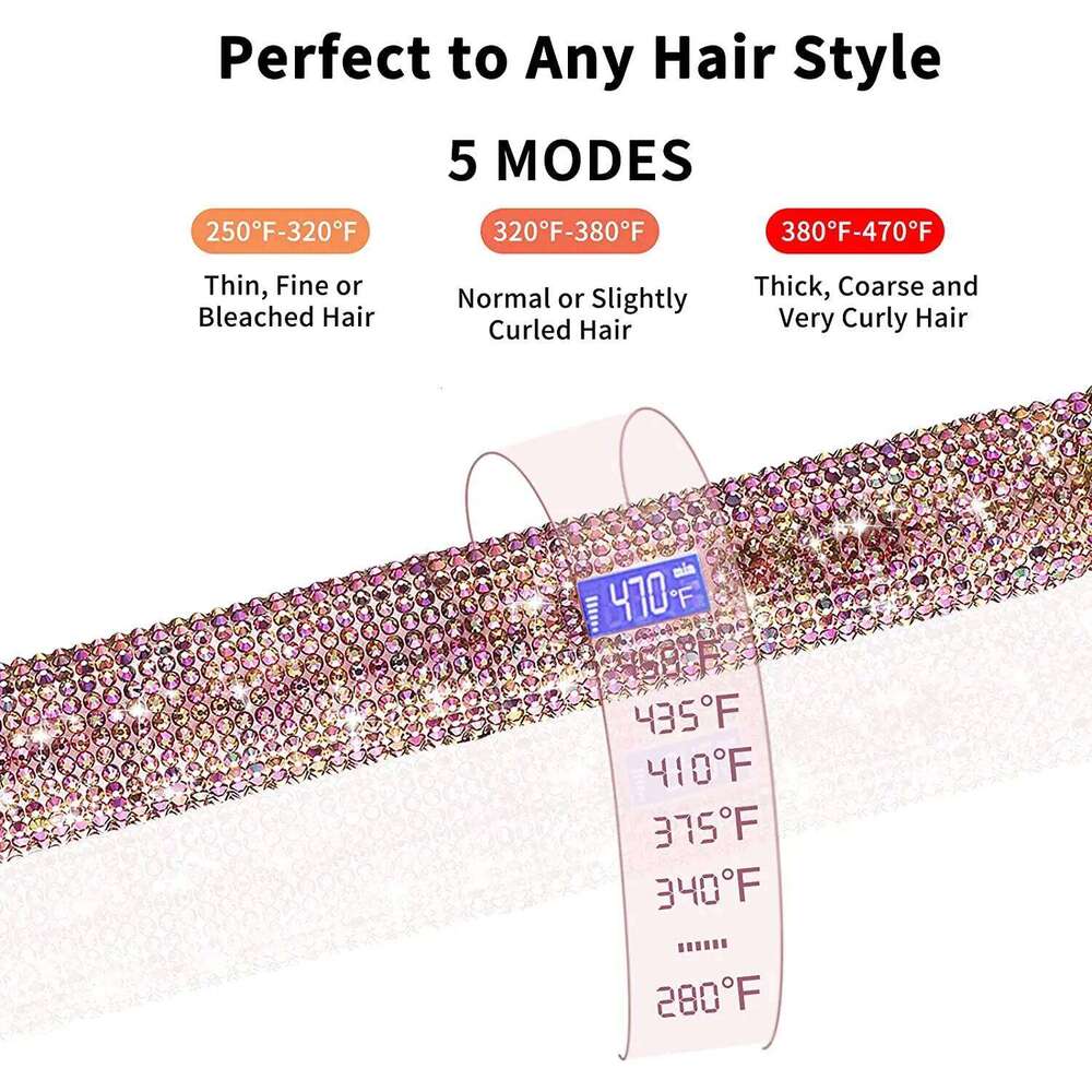 Straightener Rhinestone Ceramic Flat Profession Salon Hair Straightening and Curling Iron