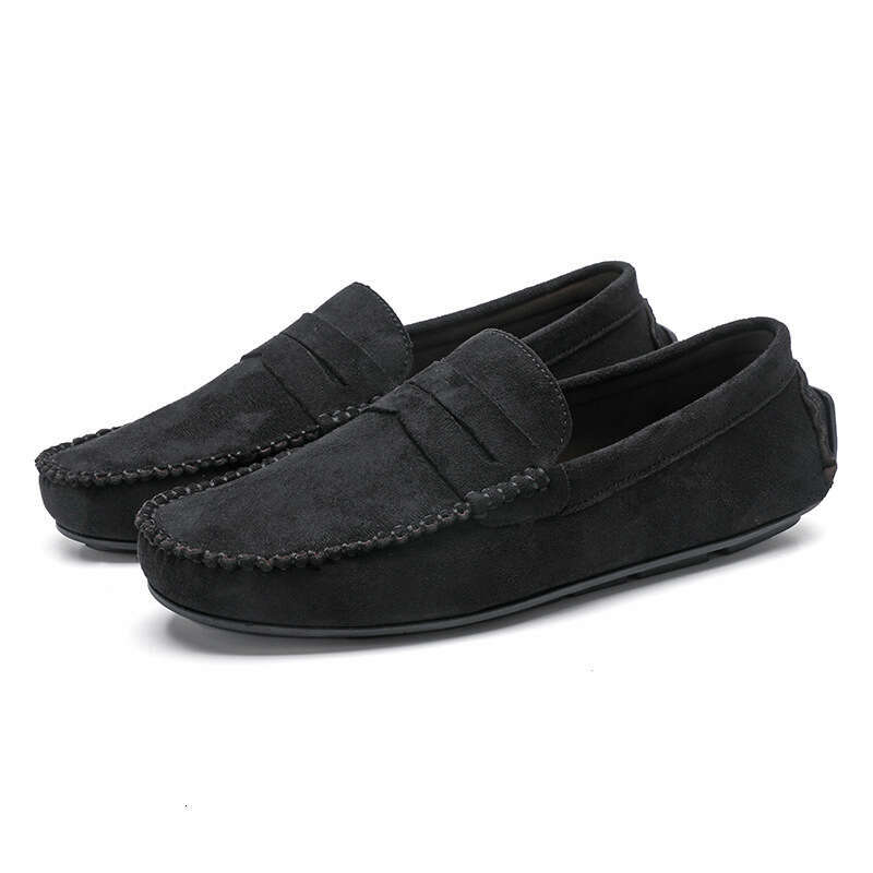 88519 Hand-Sewn Men's Velvet Leather Handmade Shoes Non-Slip Loafers Sole Slip-On Business Casual Commuter Style