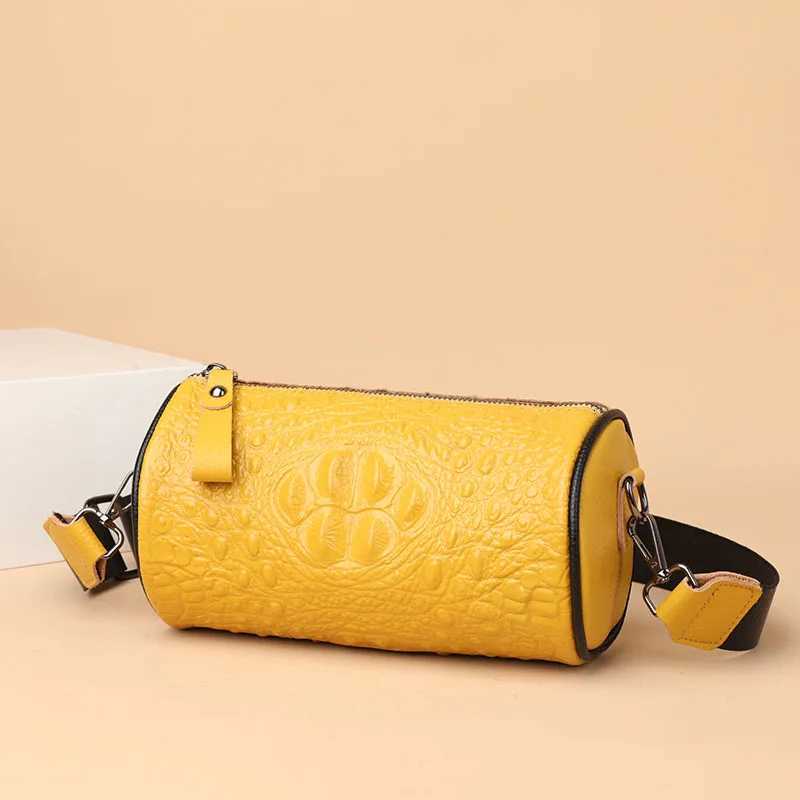 Crocodile Cow Leather Handbag for Women 2022 New Weave Wide Straps Female Shoulder Crossbody Bag Genuine Leather Ladies Tote Sac Y250719