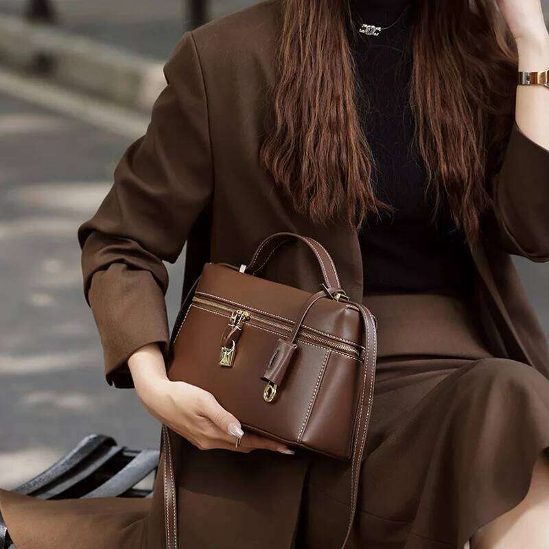 2025 New Spring And Summer Cowhide Box Bag Shoulder Crossbody Handbag