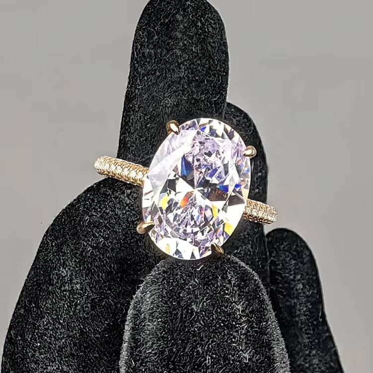 Classic Elegant Rose Gold Plated 925 Silver Big Oval VVS Moissanite Engagement Wedding Ring for Women Special Counter Based