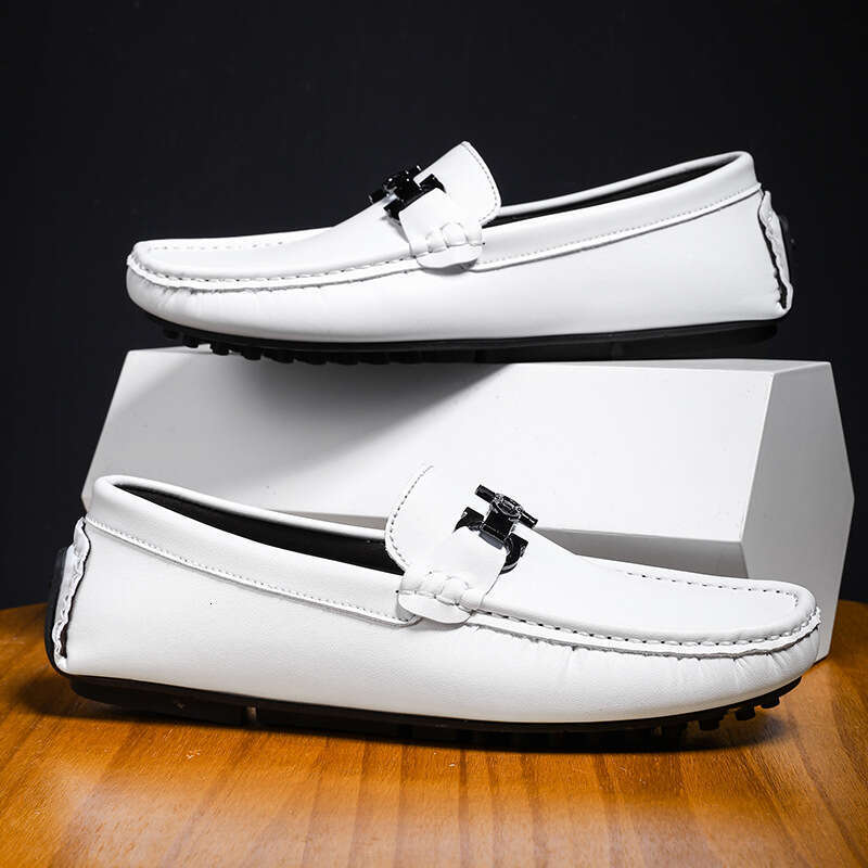 Fashion Breathable Flat All-Season Versatile Casual Leather Soft Sole Comfortable Loafers Slip-On Men's Shoes