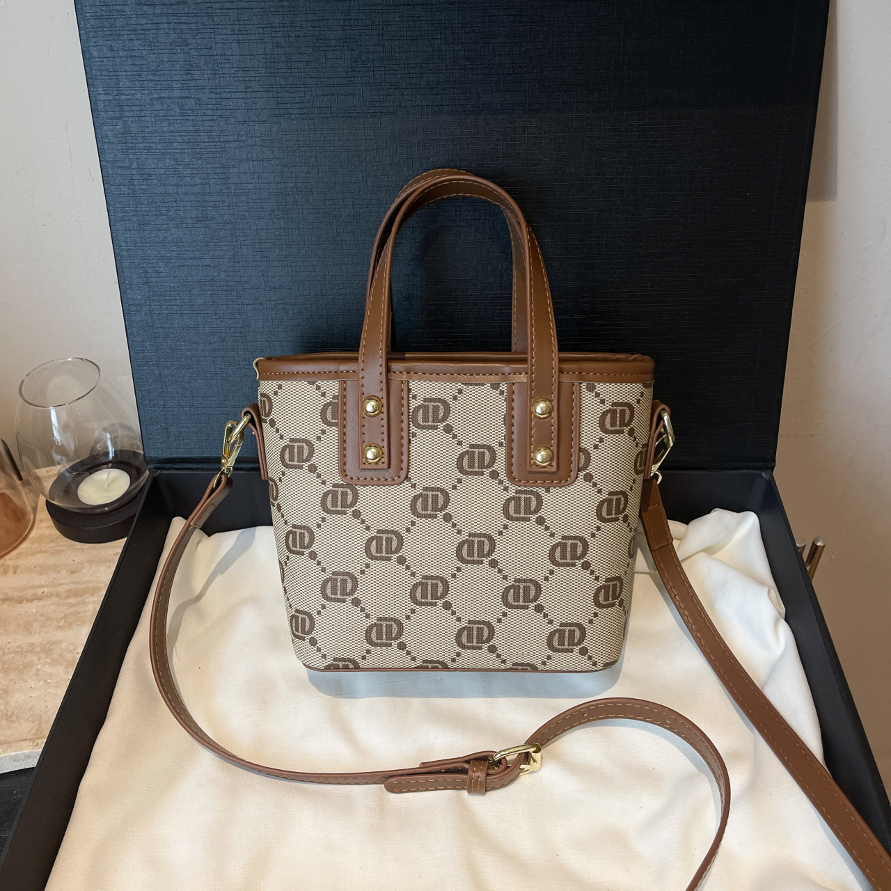 Luxury Brand Designer Bag Fashion Printed Bucket Bag Korean Style Simple Women's Bag New 2025 Summer Basket Handbag Single Shoulder Crossbody Bag