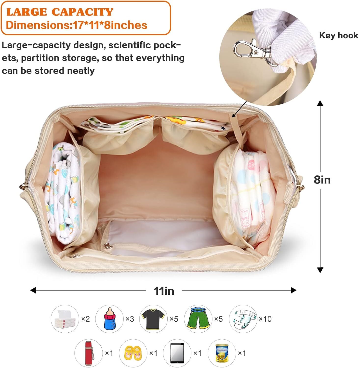 DHYMX Diaper for Mom & Dad, Multifunction Waterproof Baby designer bag Changing Bags, Large Nappy Bag Backpack