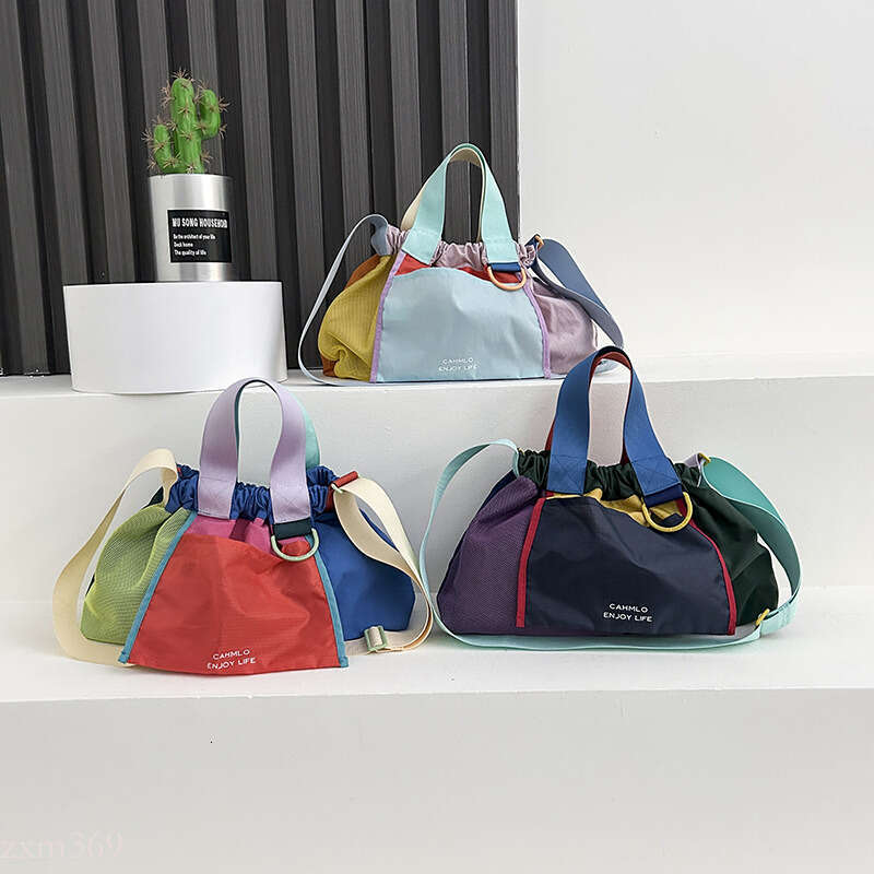 Trendy Canvas Single Shoulder Women's Bag with Stylish Design, Versatile Casual Bag, Summer Dopamine Color Block Handbag
