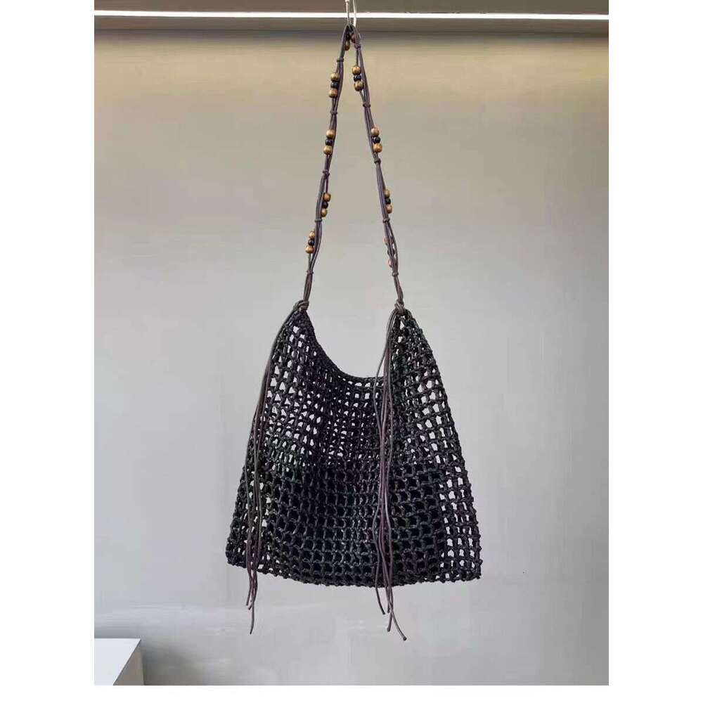 Summer Beach Raffia Woven Beaded Underarm Large Capacity Shopping Single Shoulder Tote Bag for Women