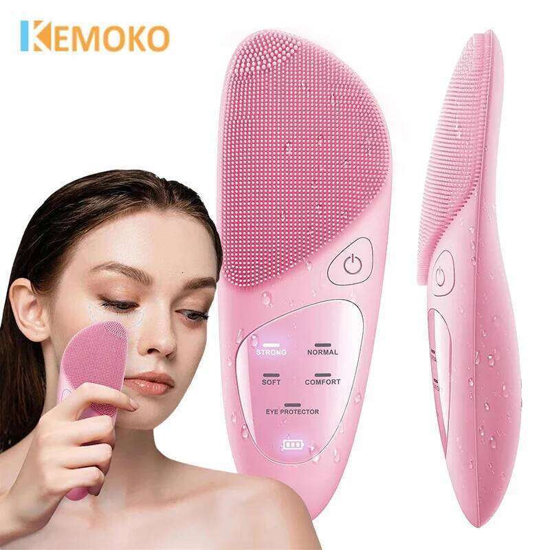 Silicone USB Sonic Deep Electric Cleansing Pore Blackhead Remover Double Sided Face Wash Brush