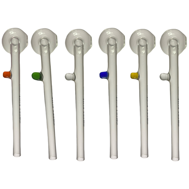 14cm 16cm Curved Glass Oil Burner Hand Pipe SP Bent Smoking Pipe With 3cm Big Bowl Standing Sit Dot Feet