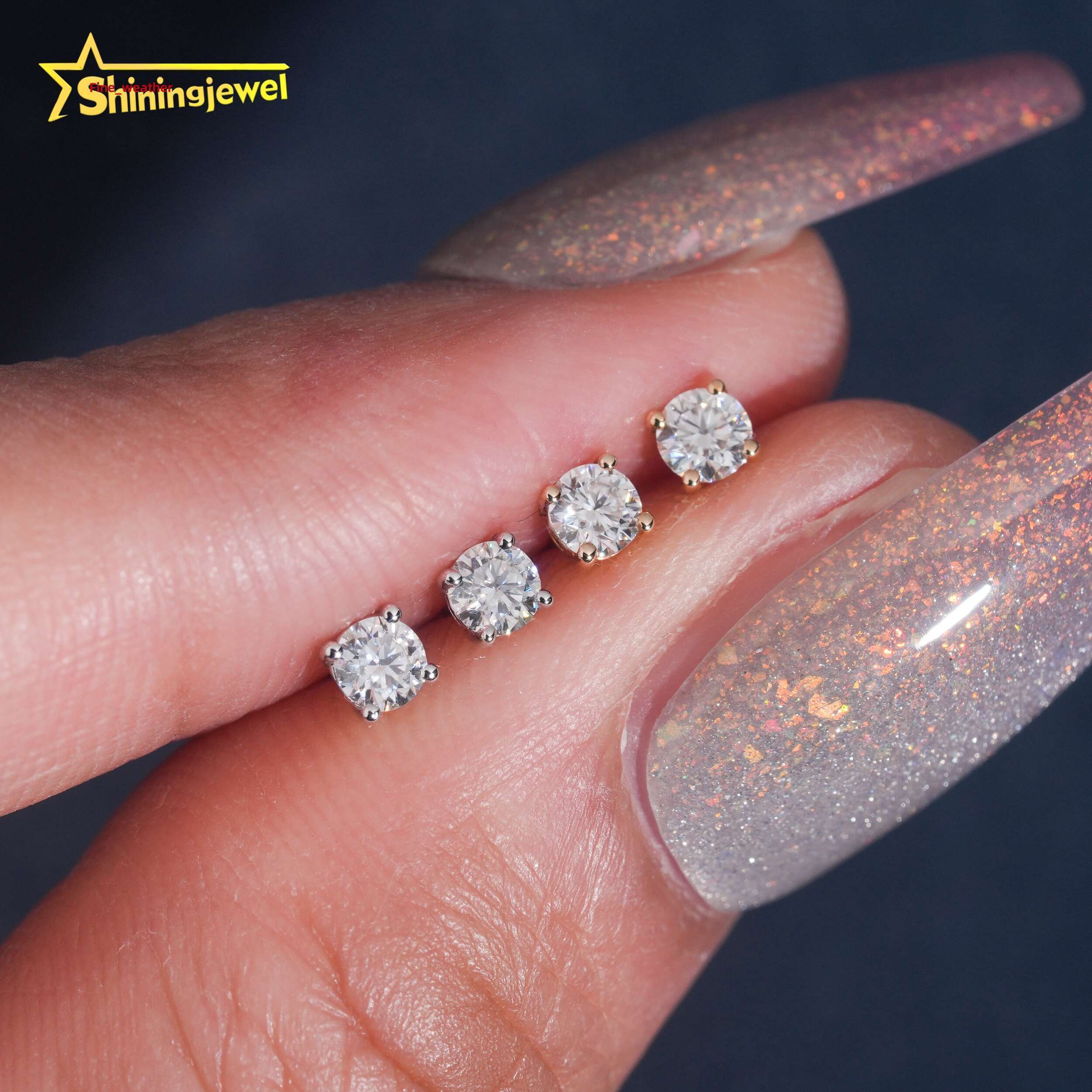 4Claws 3mm Round Diamond Earrings 10K 14K 18K Gold Hip Hop Jewelry Screw Back Earrings Iced Out Moissanite Stud Earrings